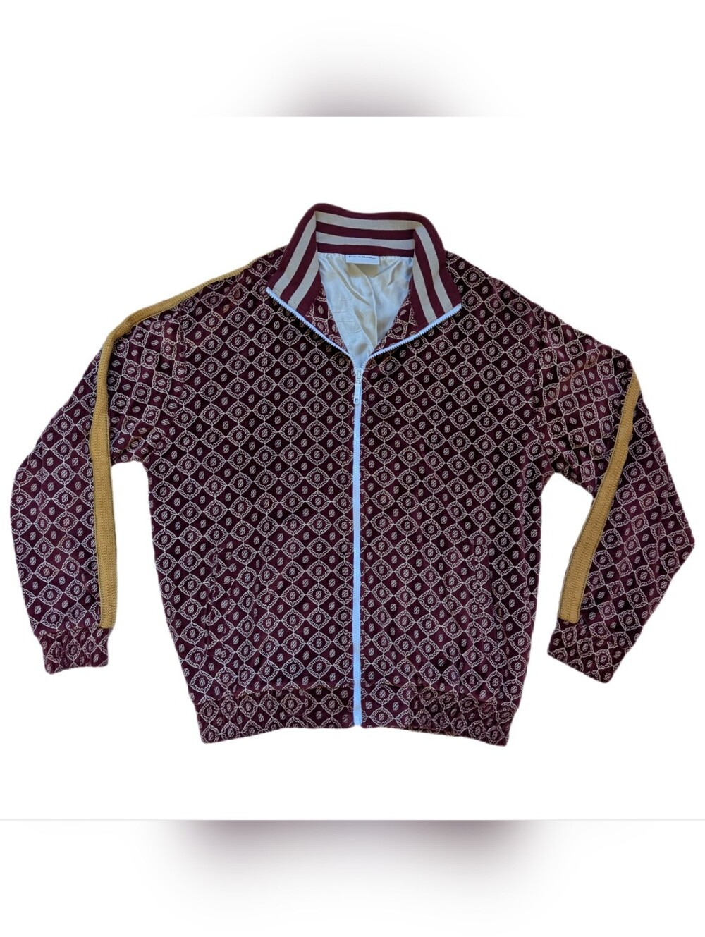 DRÔLE DE MONSIEUR La Veste Velours Monogramme Track Jacket In Bordeaux, M